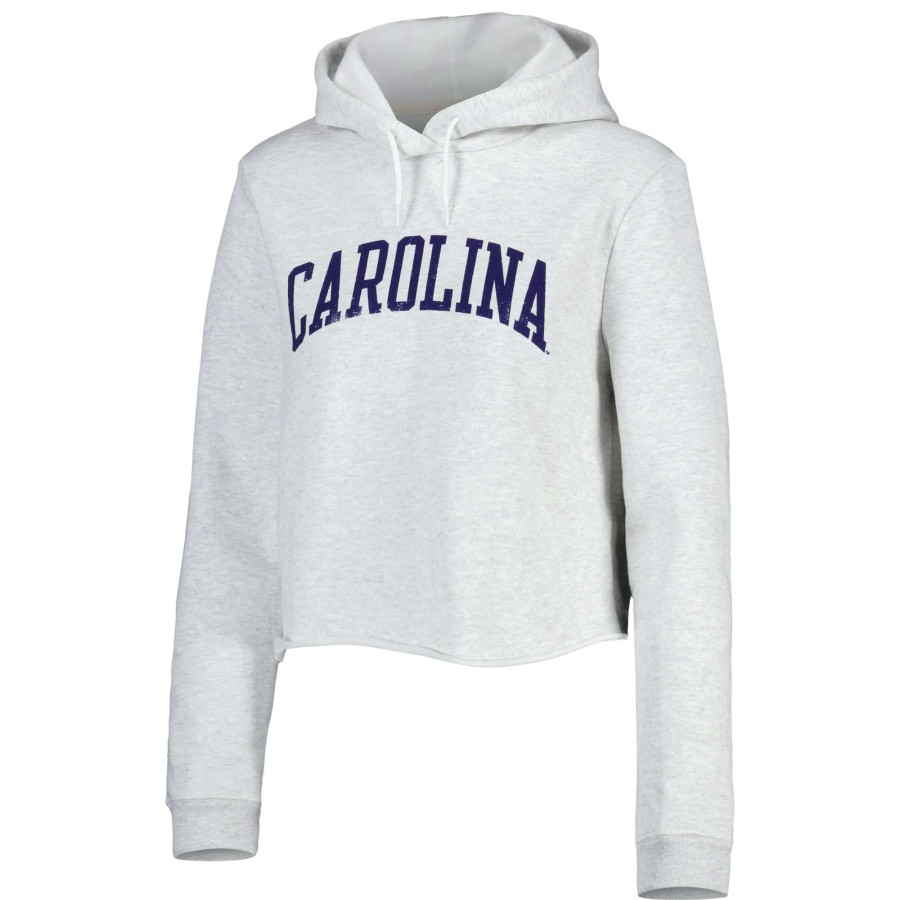 Women * | Clearance Sale Women'S League Collegiate Wear Ash North Carolina Tar Heels 2-Hit 1636 Cropped Pullover Hoodie