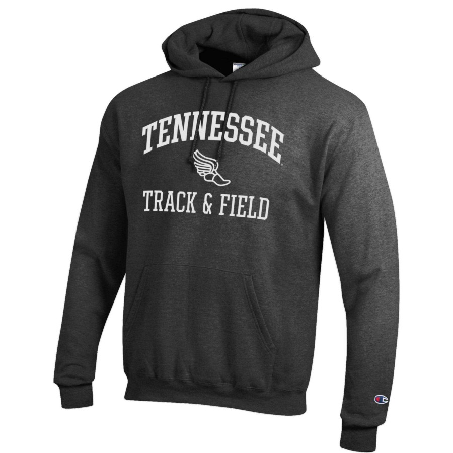 Men * | Online Discount Men'S Champion Charcoal Tennessee Volunteers Track & Field Icon Powerblend Pullover Hoodie