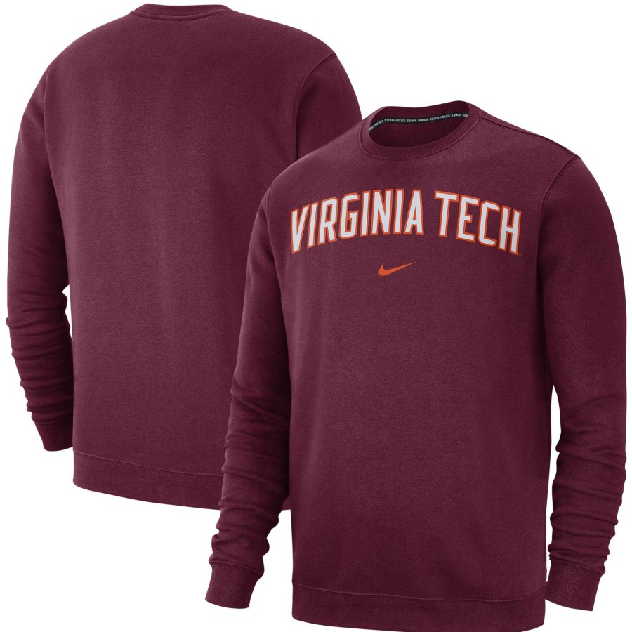 Men * | Lower Prices Men'S Nike Maroon Virginia Tech Hokies Club Fleece Sweatshirt