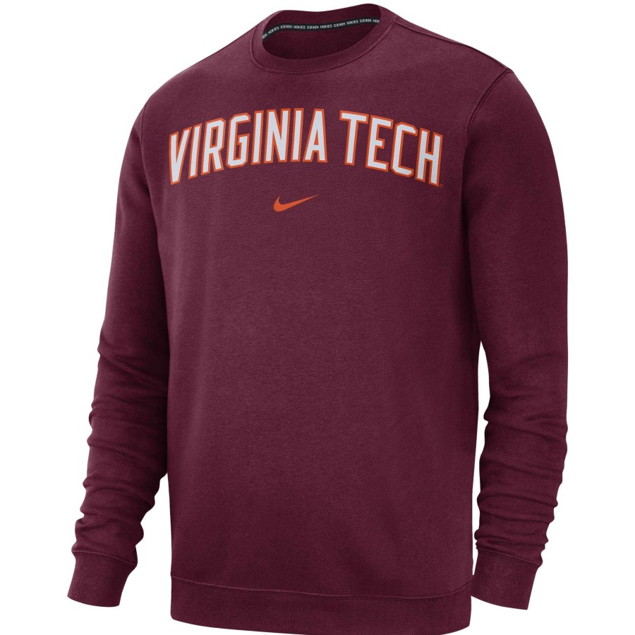 Men * | Lower Prices Men'S Nike Maroon Virginia Tech Hokies Club Fleece Sweatshirt