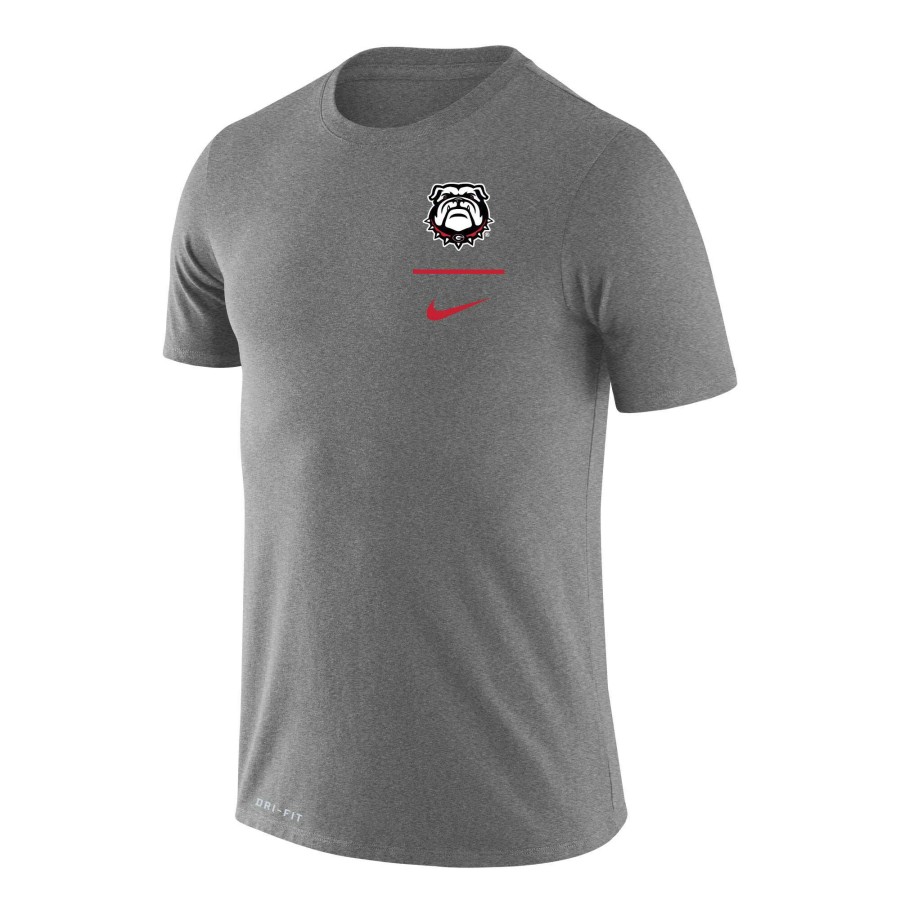 Men * | Bestsellers Men'S Nike Heathered Gray Georgia Bulldogs Mascot Logo Stack Legend Performance T-Shirt