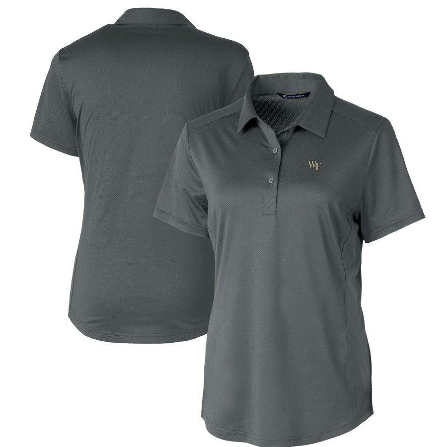 Men * | Best Quality Women'S Cutter & Buck Gray Wake Forest Demon Deacons Prospect Textured Stretch Polo