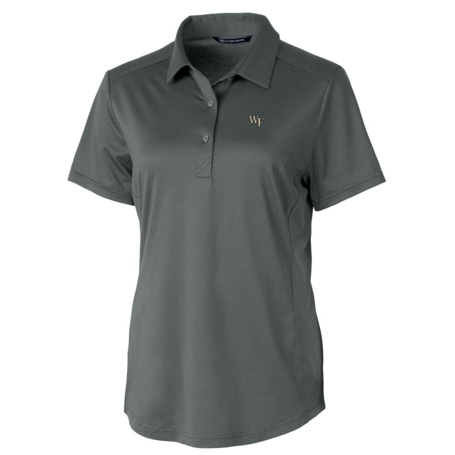 Men * | Best Quality Women'S Cutter & Buck Gray Wake Forest Demon Deacons Prospect Textured Stretch Polo