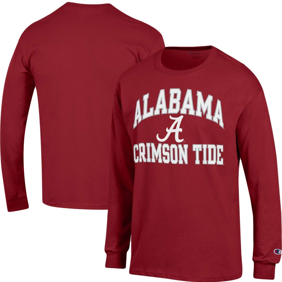 Men * | Reliable Quality Men'S Champion Crimson Alabama Crimson Tide High Motor Long Sleeve T-Shirt