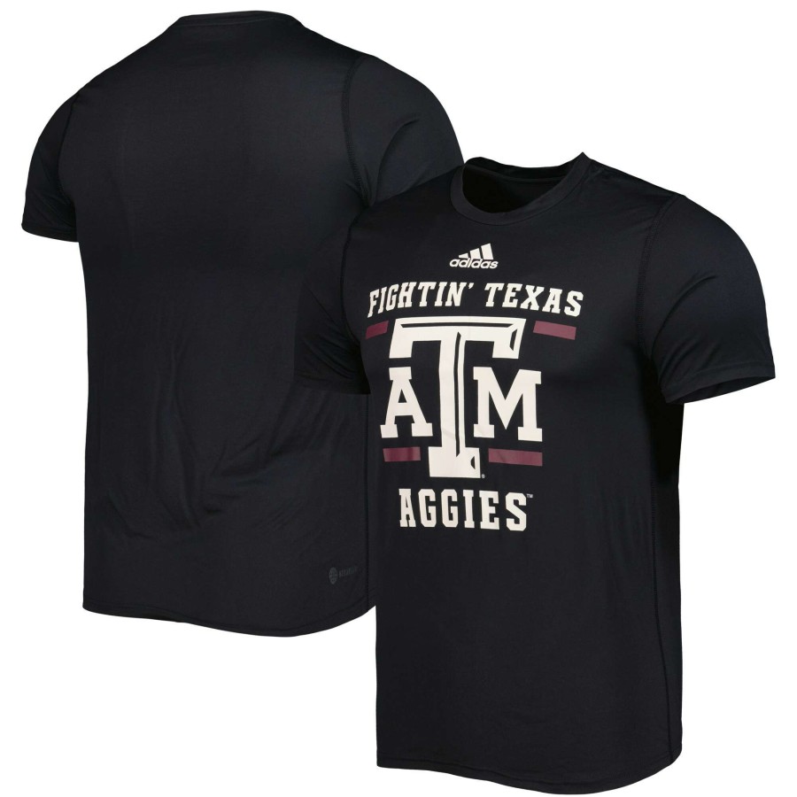 Men * | Hot Sell Men'S Adidas Black Texas A&M Aggies Alternate Uniform Aeroready T-Shirt