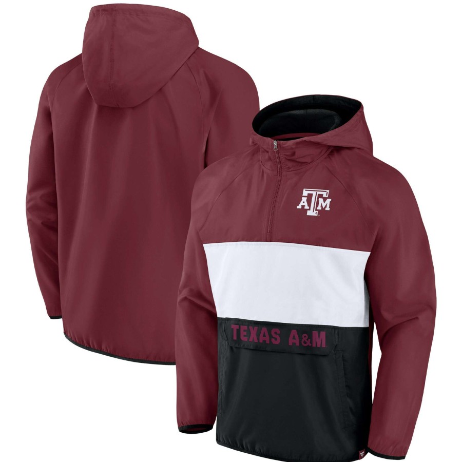 Men * | Online Discount Men'S Fanatics Branded Maroon Texas A&M Aggies Victory On Raglan Quarter-Zip Hoodie