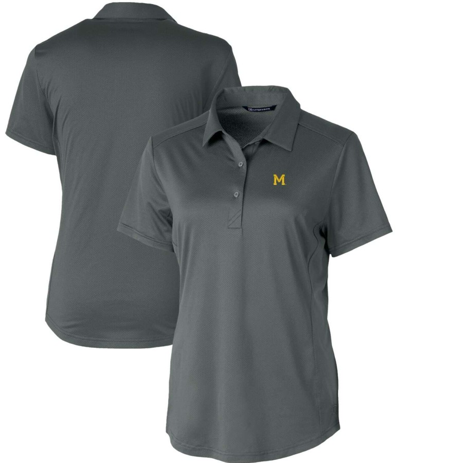 Women * | Online Sales Women'S Cutter & Buck Steel Michigan Wolverines Vault Prospect Textured Stretch Polo