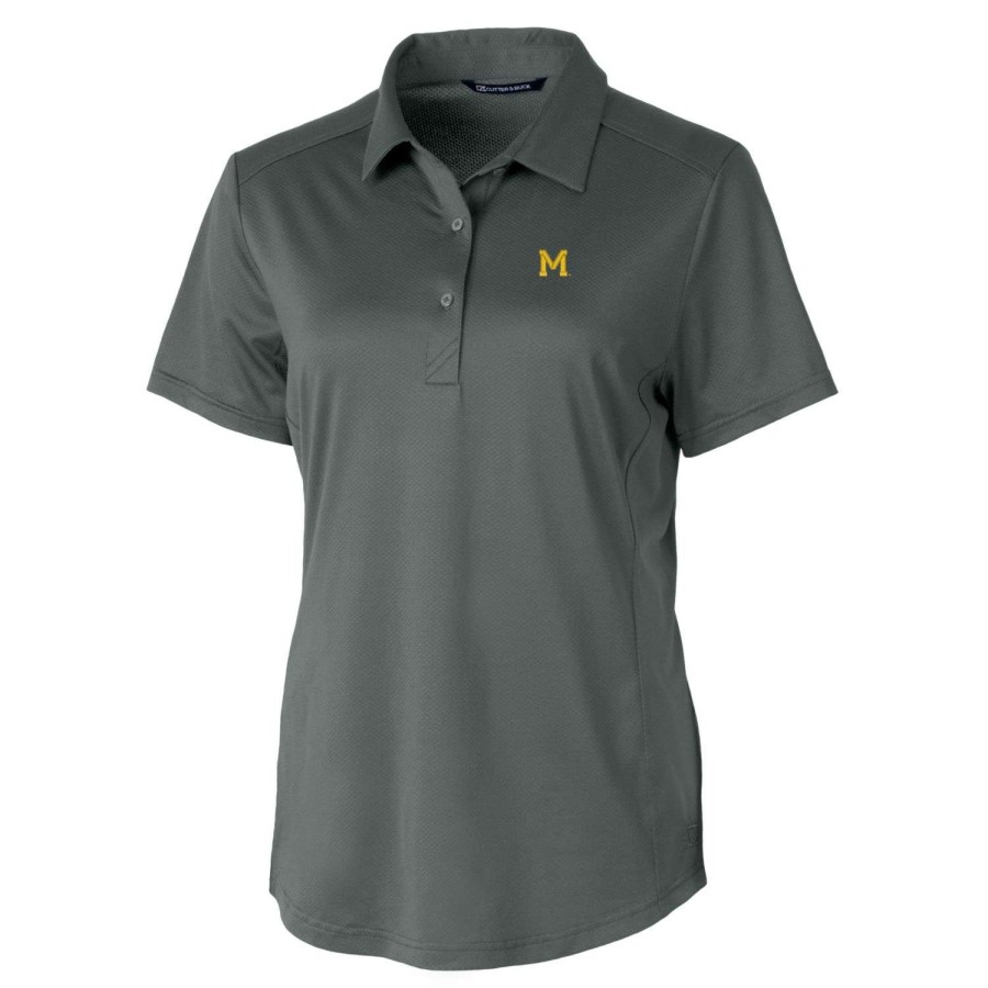 Women * | Online Sales Women'S Cutter & Buck Steel Michigan Wolverines Vault Prospect Textured Stretch Polo