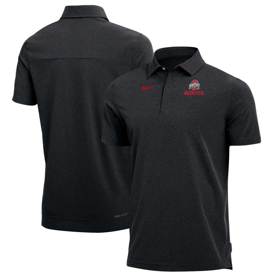 Men * | Clearance Sale Men'S Nike Heathered Black Ohio State Buckeyes 2022 Coach Performance Polo