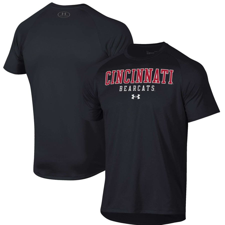 Men * | Reliable Quality Men'S Under Armour Black Cincinnati Bearcats Tech Performance T-Shirt