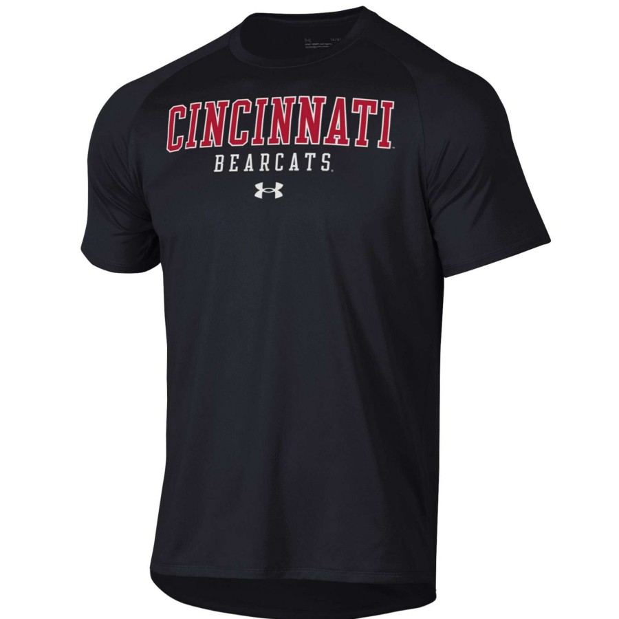 Men * | Reliable Quality Men'S Under Armour Black Cincinnati Bearcats Tech Performance T-Shirt