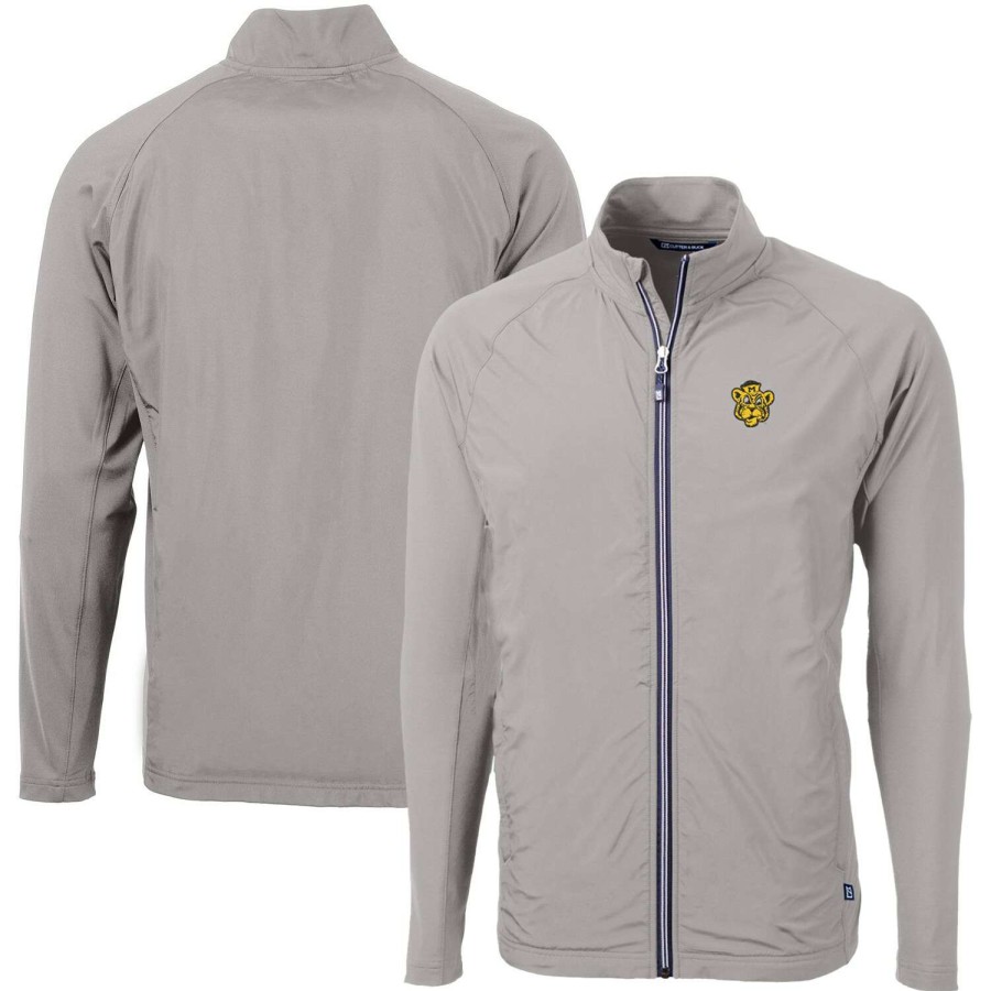 Men * | Tendy Style Men'S Cutter & Buck Gray Missouri Tigers Adapt Eco Knit Hybrid Recycled Big & Tall Full-Zip Jacket