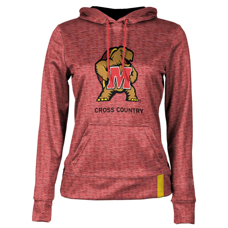 Women * | Best Quality Women'S Red Maryland Terrapins Cross Country Pullover Hoodie