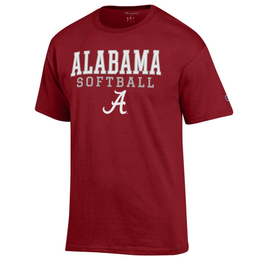 Men * | Best Quality Men'S Champion Crimson Alabama Crimson Tide Softball Stack T-Shirt