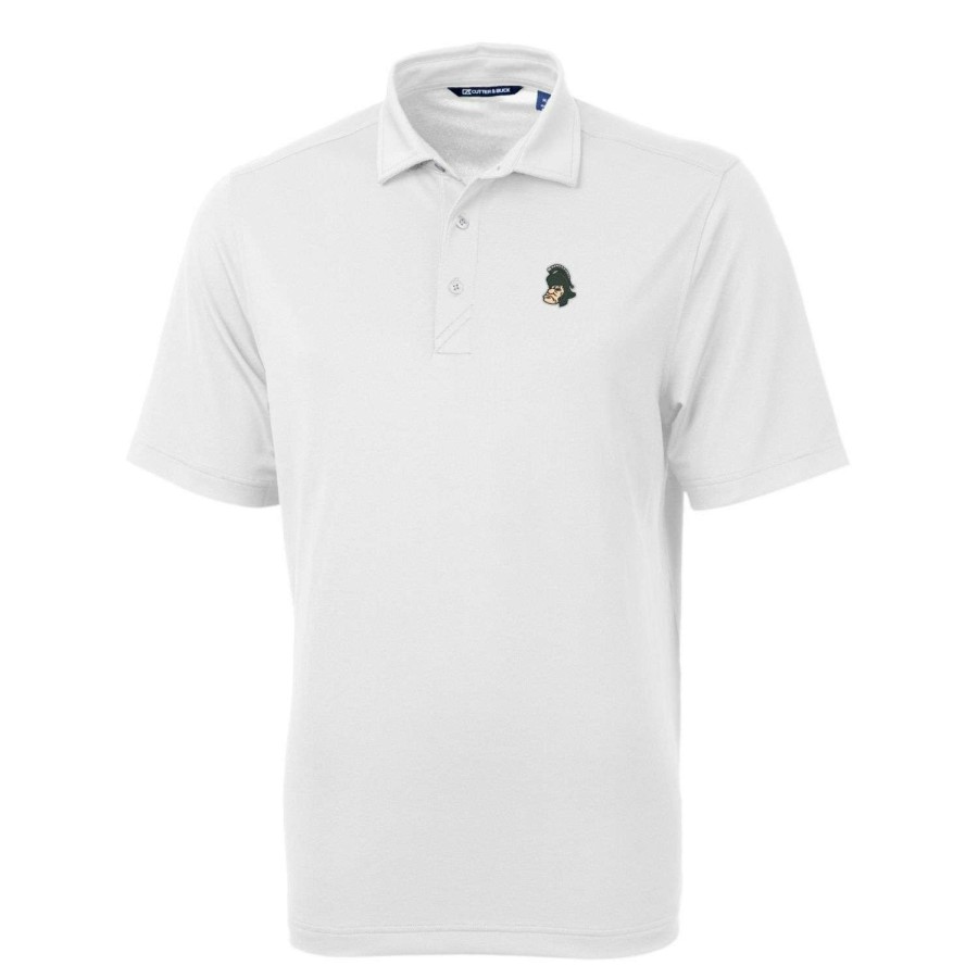 Men * | Best Sellers Men'S Cutter & Buck White Michigan State Spartans Team Big & Tall Virtue Eco Pique Recycled Polo