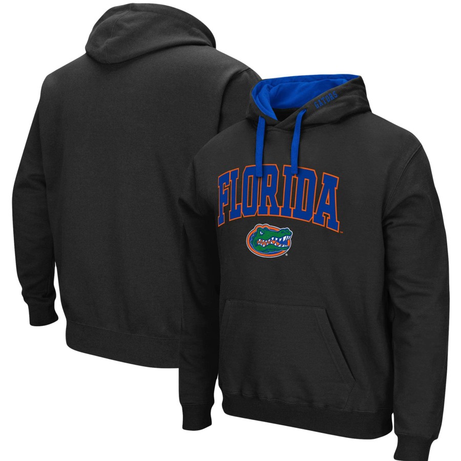 Men * | Reliable Quality Men'S Colosseum Black Florida Gators Big & Tall Arch & Logo 2.0 Pullover Hoodie