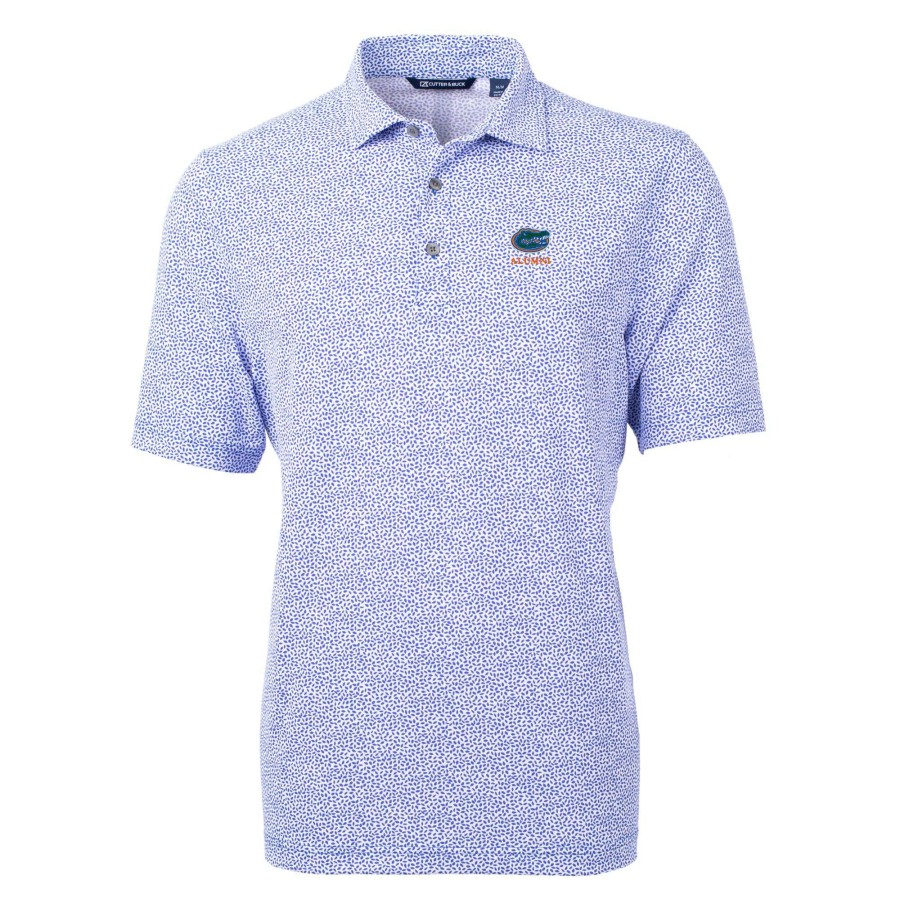 Men * | Lower Prices Men'S Cutter & Buck Royal Florida Gators Alumni Logo Drytec Virtue Eco Pique Botanical Print Recycled Polo