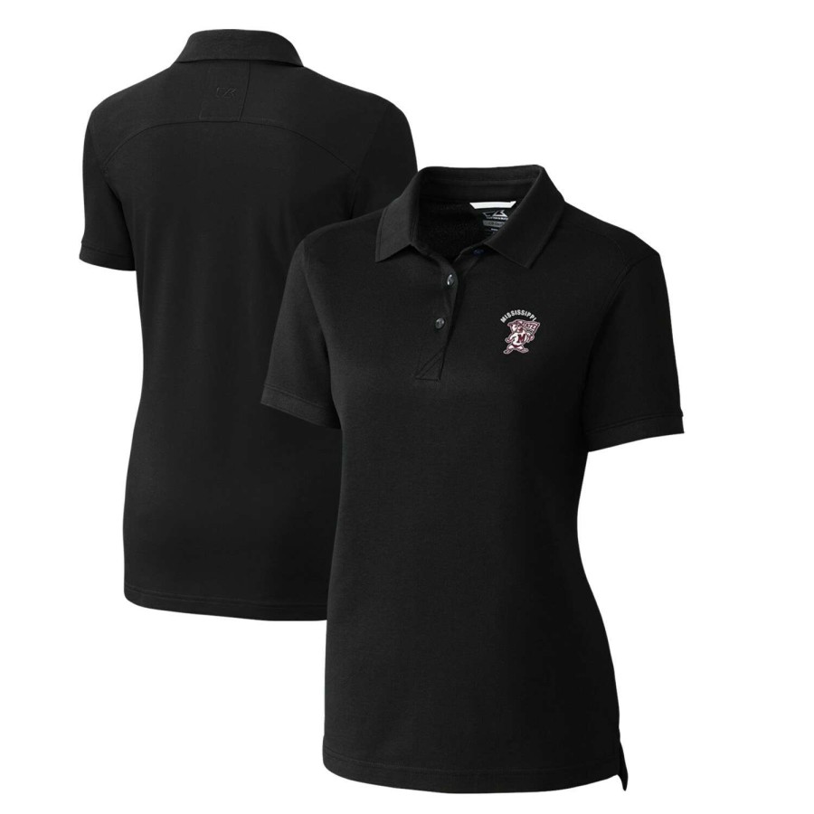 Women * | Clearance Sale Women'S Cutter & Buck Black Mississippi State Bulldogs Advantage Tri-Blend Pique Polo