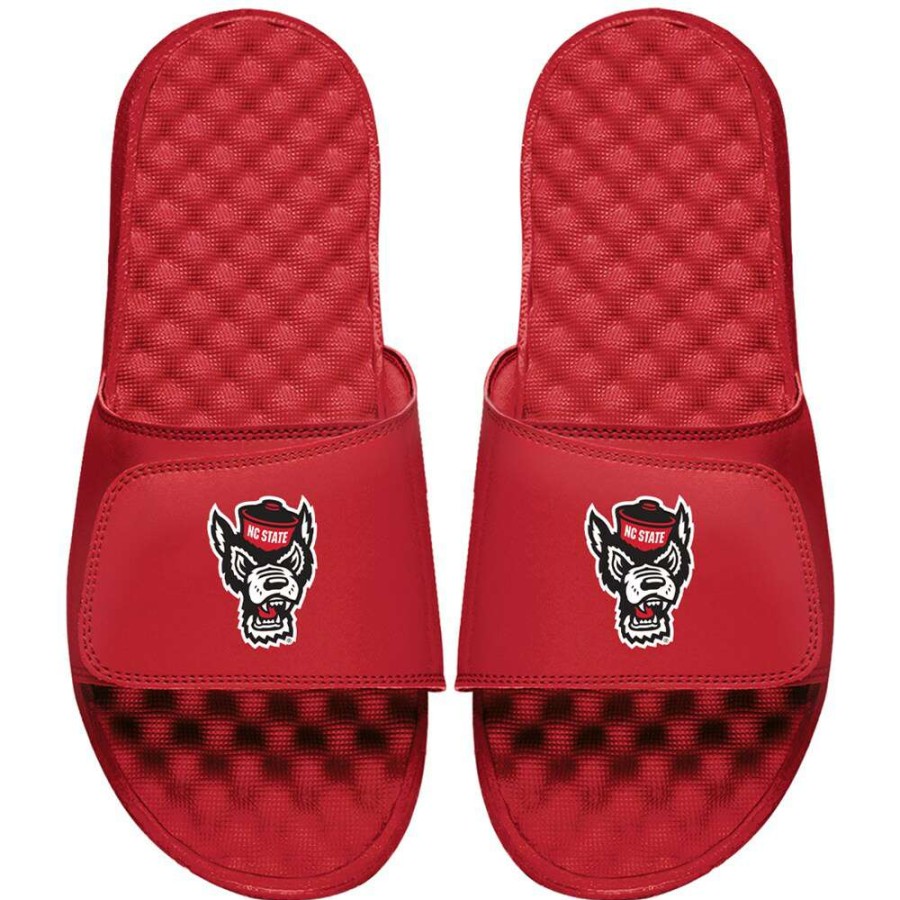 Men * | Hot Sell Men'S Islide Red Nc State Wolfpack Mascot Slide Sandals