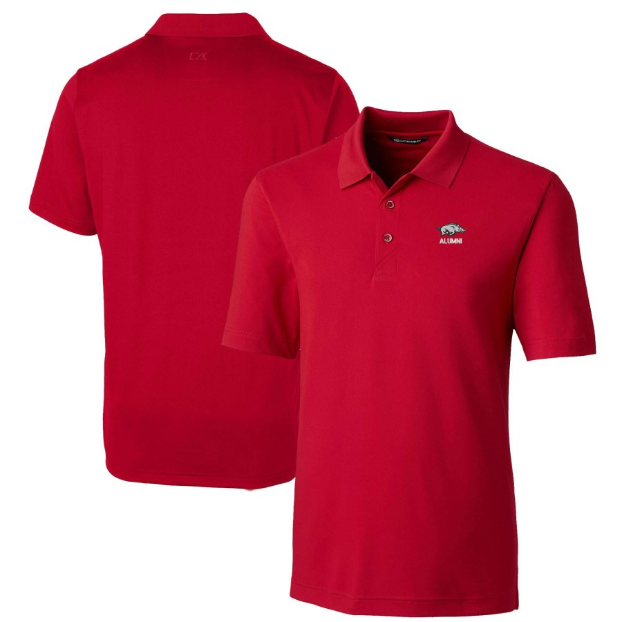 Men * | Tendy Style Men'S Cutter & Buck Cardinal Arkansas Razorbacks Alumni Logo Forge Stretch Drytec Polo