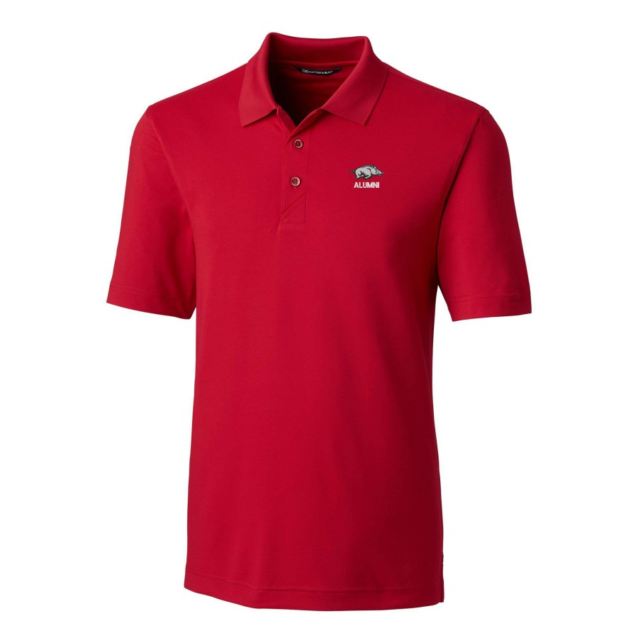 Men * | Tendy Style Men'S Cutter & Buck Cardinal Arkansas Razorbacks Alumni Logo Forge Stretch Drytec Polo