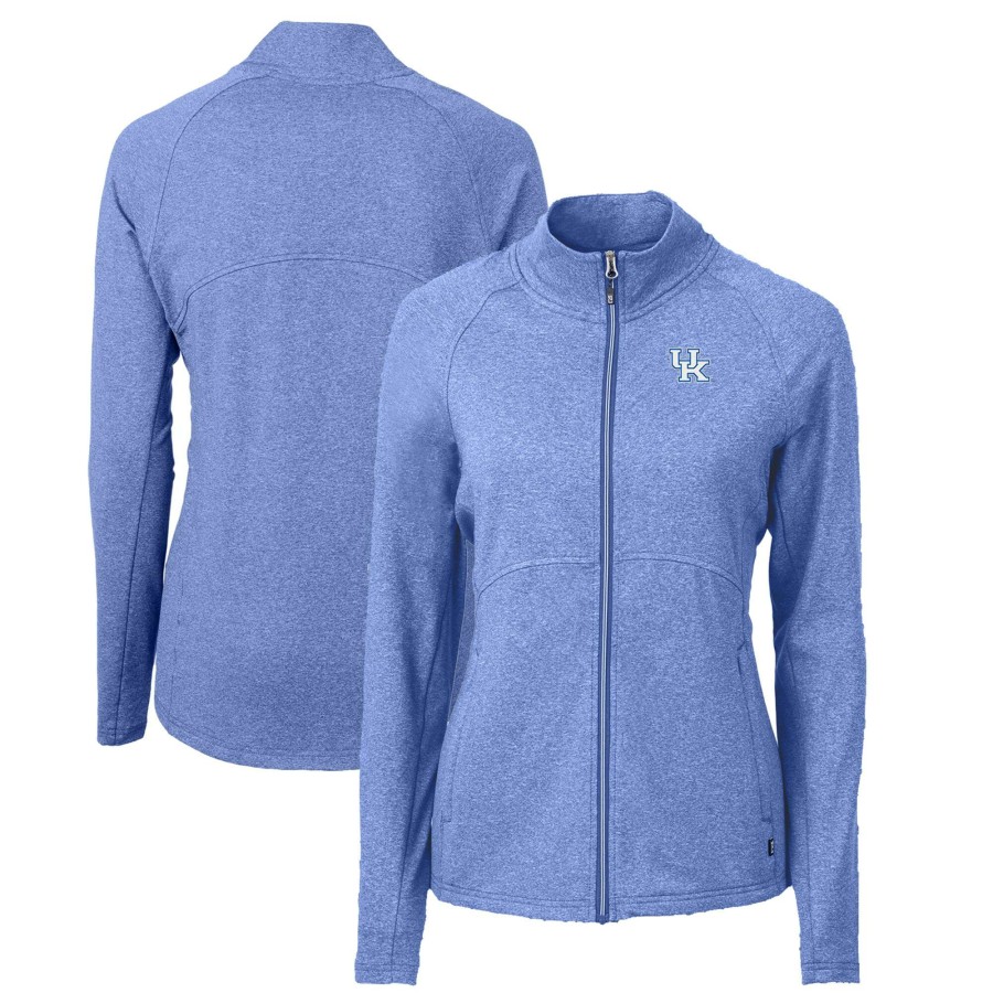 Women * | Sale Online Women'S Cutter & Buck Heather Royal Kentucky Wildcats Adapt Eco Knit Heather Recycled Full-Zip Jacket