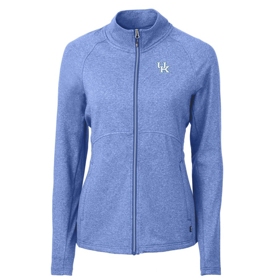 Women * | Sale Online Women'S Cutter & Buck Heather Royal Kentucky Wildcats Adapt Eco Knit Heather Recycled Full-Zip Jacket