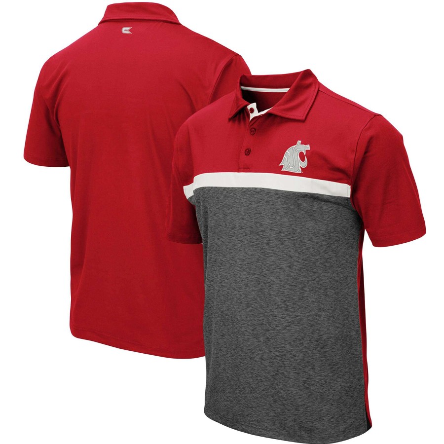 Men * | Tendy Style Men'S Colosseum Crimson Washington State Cougars Capital City Polo