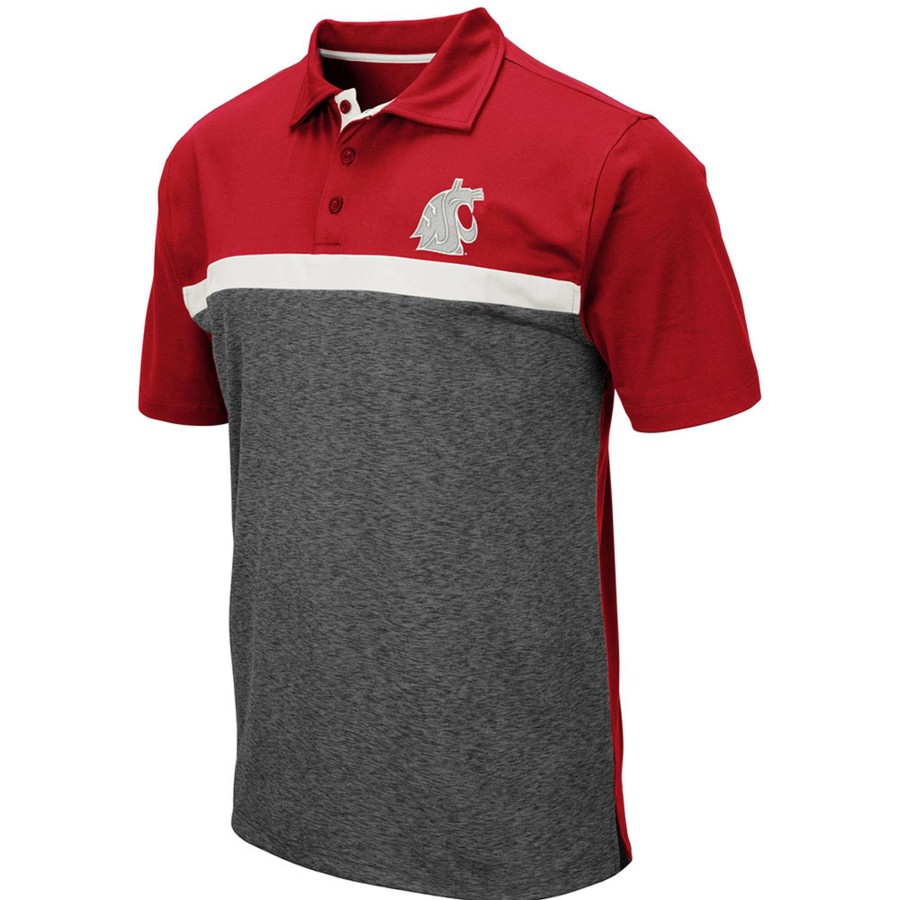 Men * | Tendy Style Men'S Colosseum Crimson Washington State Cougars Capital City Polo