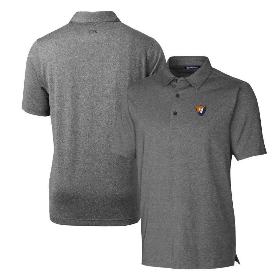 Men * | Clearance Sale Men'S Cutter & Buck Heather Charcoal Illinois Fighting Illini Forge Stretch Polo