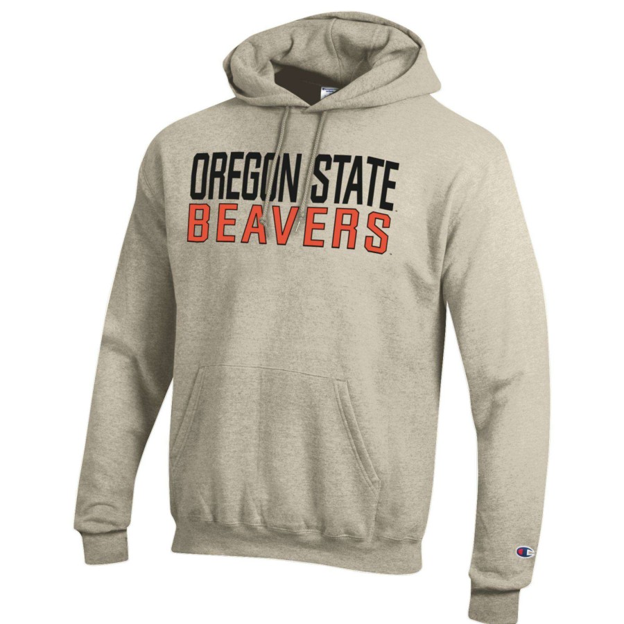 Men * | Bestsellers Men'S Champion Heathered Oatmeal Oregon State Beavers Eco Powerblend Pullover Hoodie