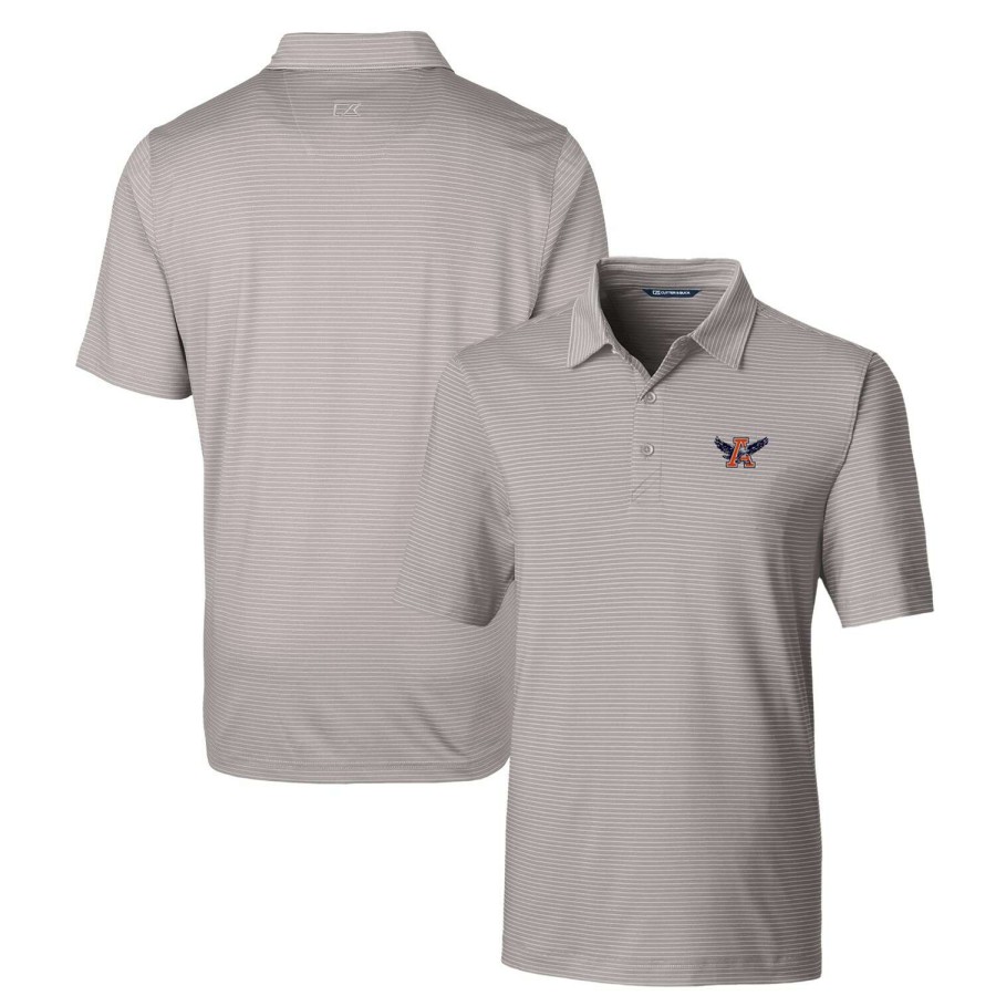 Men * | Hot Sell Men'S Cutter & Buck Gray Auburn Tigers Forge Pencil Stripe Stretch Polo