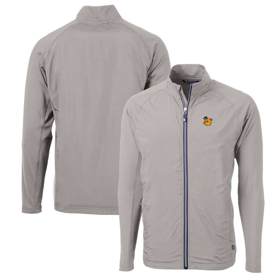 Men * | Good Quality Men'S Cutter & Buck Gray Baylor Bears Adapt Eco Knit Hybrid Recycled Full-Zip Jacket