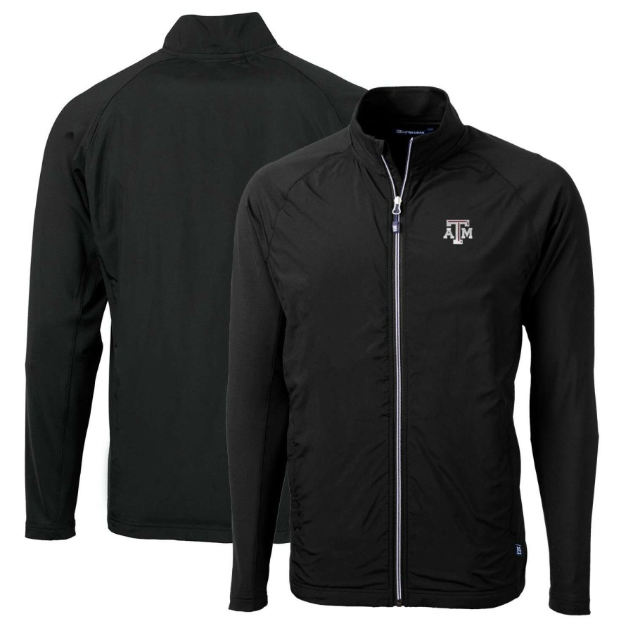 Men * | Best Quality Men'S Cutter & Buck Black Texas A&M Aggies Big & Tall Adapt Eco Knit Hybrid Recycled Full-Zip Jacket