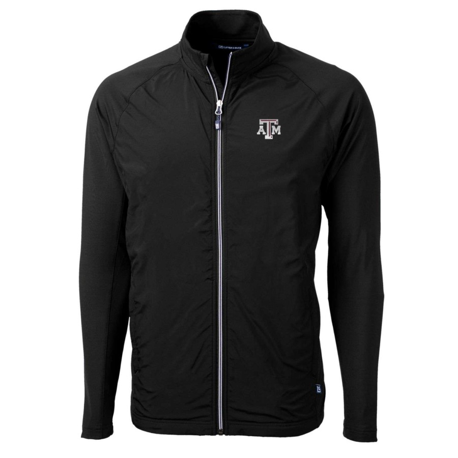 Men * | Best Quality Men'S Cutter & Buck Black Texas A&M Aggies Big & Tall Adapt Eco Knit Hybrid Recycled Full-Zip Jacket