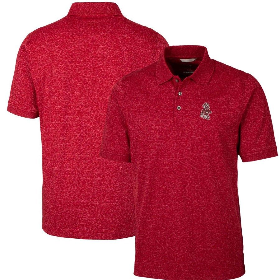 Men * | Bestsellers Men'S Cutter & Buck Crimson Washington State Cougars Vault Advantage Tri-Blend Space Dye Big & Tall Polo