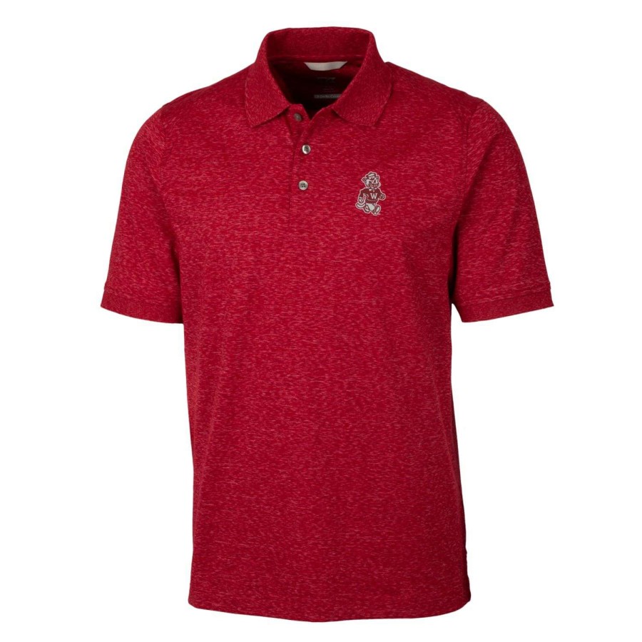 Men * | Bestsellers Men'S Cutter & Buck Crimson Washington State Cougars Vault Advantage Tri-Blend Space Dye Big & Tall Polo