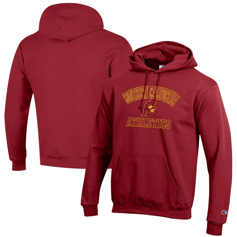 Men * | Hot Sell Men'S Champion Cardinal Usc Trojans Athletics Logo Pullover Hoodie