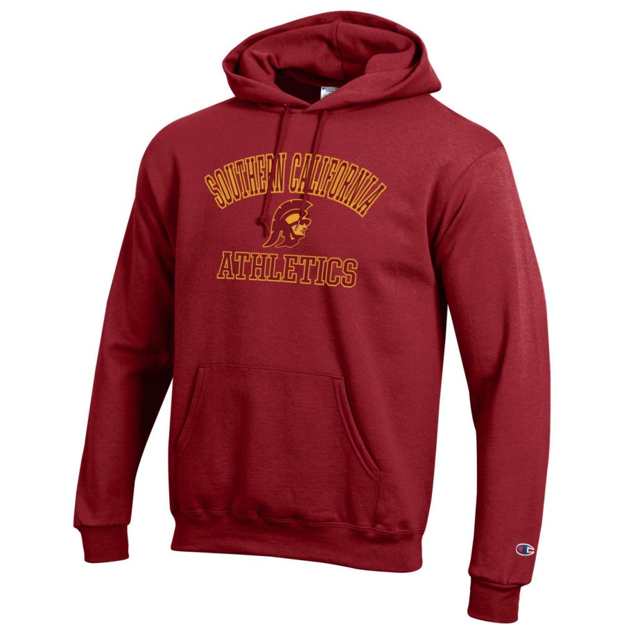 Men * | Hot Sell Men'S Champion Cardinal Usc Trojans Athletics Logo Pullover Hoodie