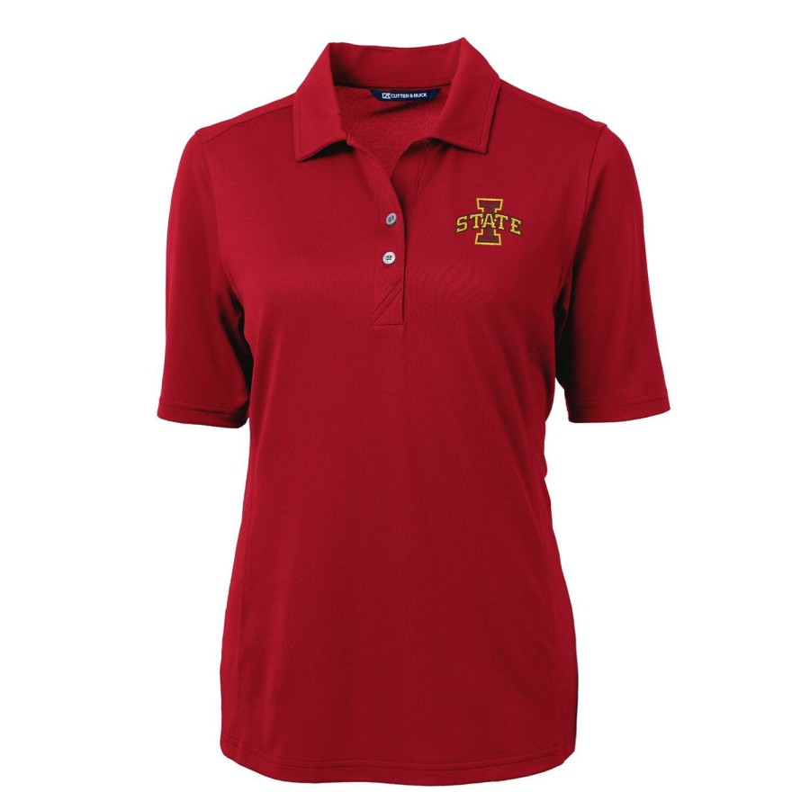 Men * | Online Sales Women'S Cutter & Buck Cardinal Iowa State Cyclones Virtue Eco Pique Recycled Polo