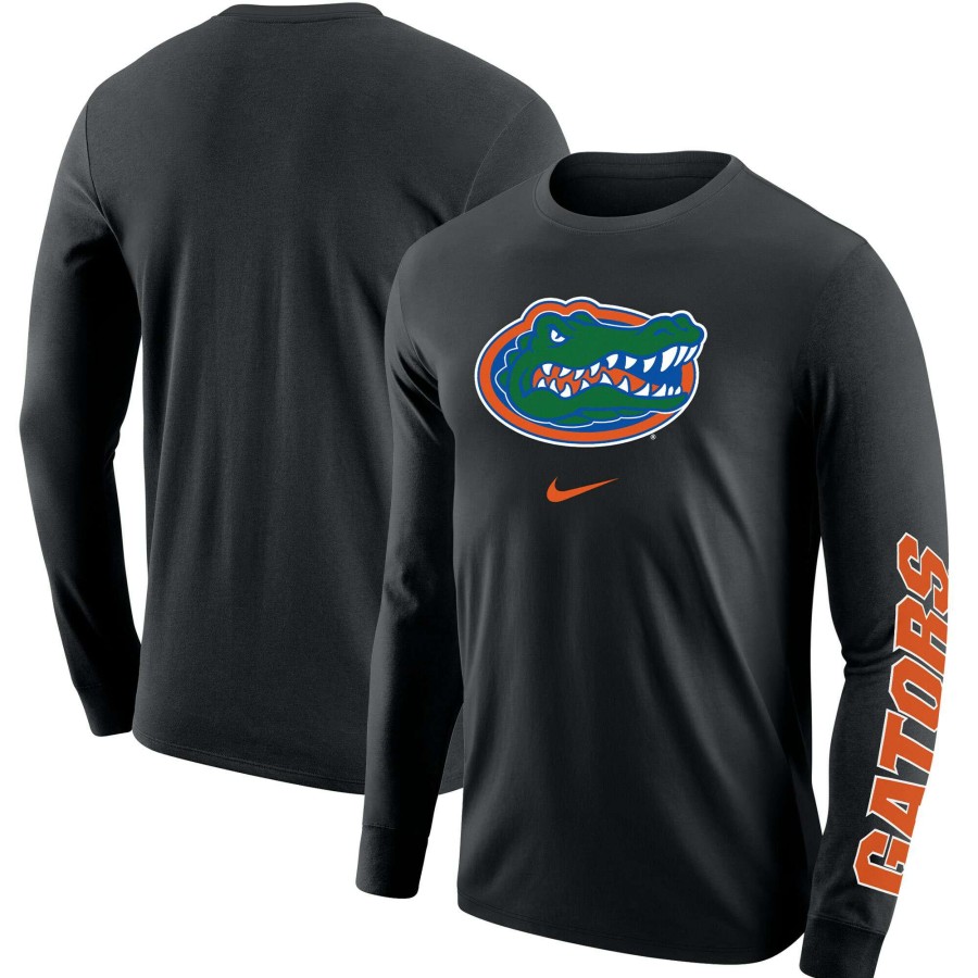 Men * | Clearance Sale Men'S Nike Black Florida Gators Team Lockup 2-Hit Long Sleeve T-Shirt