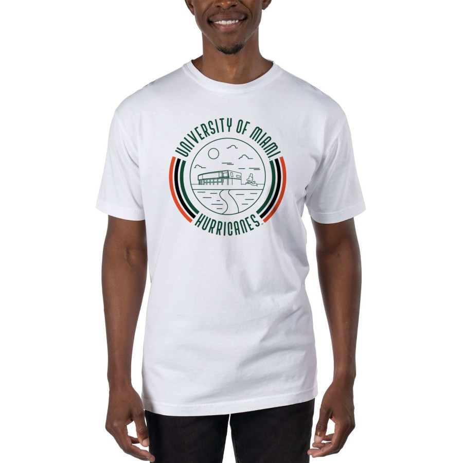 Men * | Lower Prices Men'S Uscape Apparel White Miami Hurricanes T-Shirt