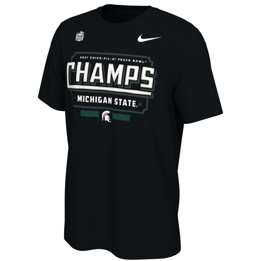 Men * | Reliable Quality Men'S Nike Black Michigan State Spartans 2021 Peach Bowl Champions Locker Room T-Shirt