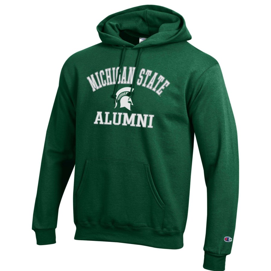 Men * | Reliable Quality Men'S Champion Green Michigan State Spartans Alumni Logo Pullover Hoodie