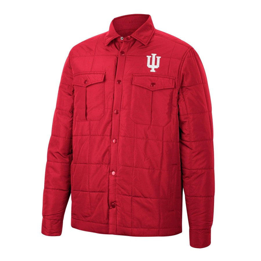 Men * | Lower Prices Men'S Colosseum Crimson Indiana Hoosiers Detonate Quilted Full-Snap Jacket