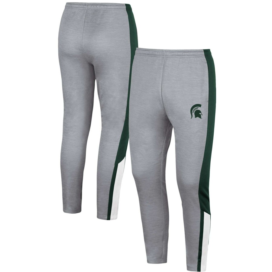 Men * | Reliable Quality Men'S Colosseum Gray Michigan State Spartans Up Top Pants