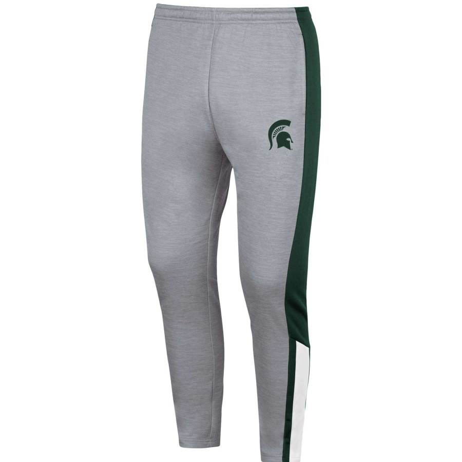 Men * | Reliable Quality Men'S Colosseum Gray Michigan State Spartans Up Top Pants