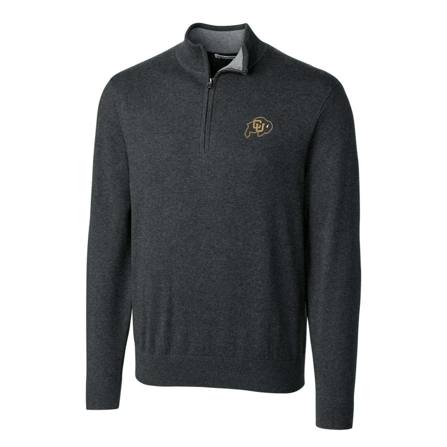 Men * | Best Quality Men'S Cutter & Buck Heather Charcoal Colorado Buffaloes Big & Tall Lakemont Half-Zip Jacket