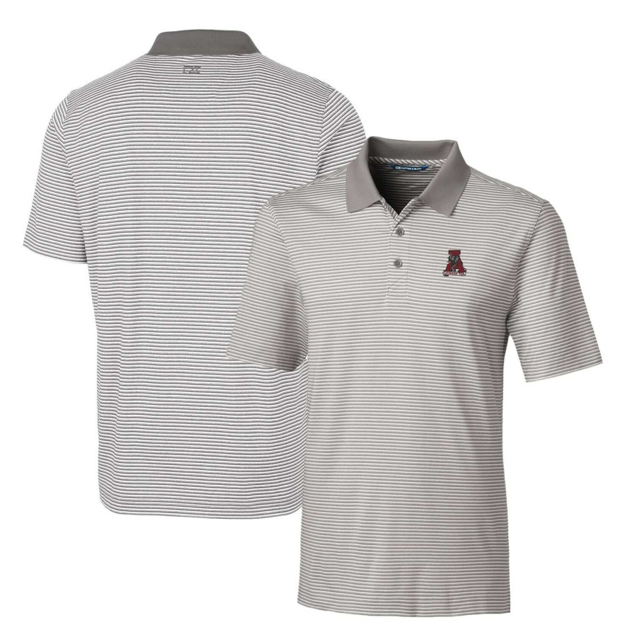 Men * | Clearance Sale Men'S Cutter & Buck Gray Alabama Crimson Tide Forge Tonal Stripe Stretch Polo