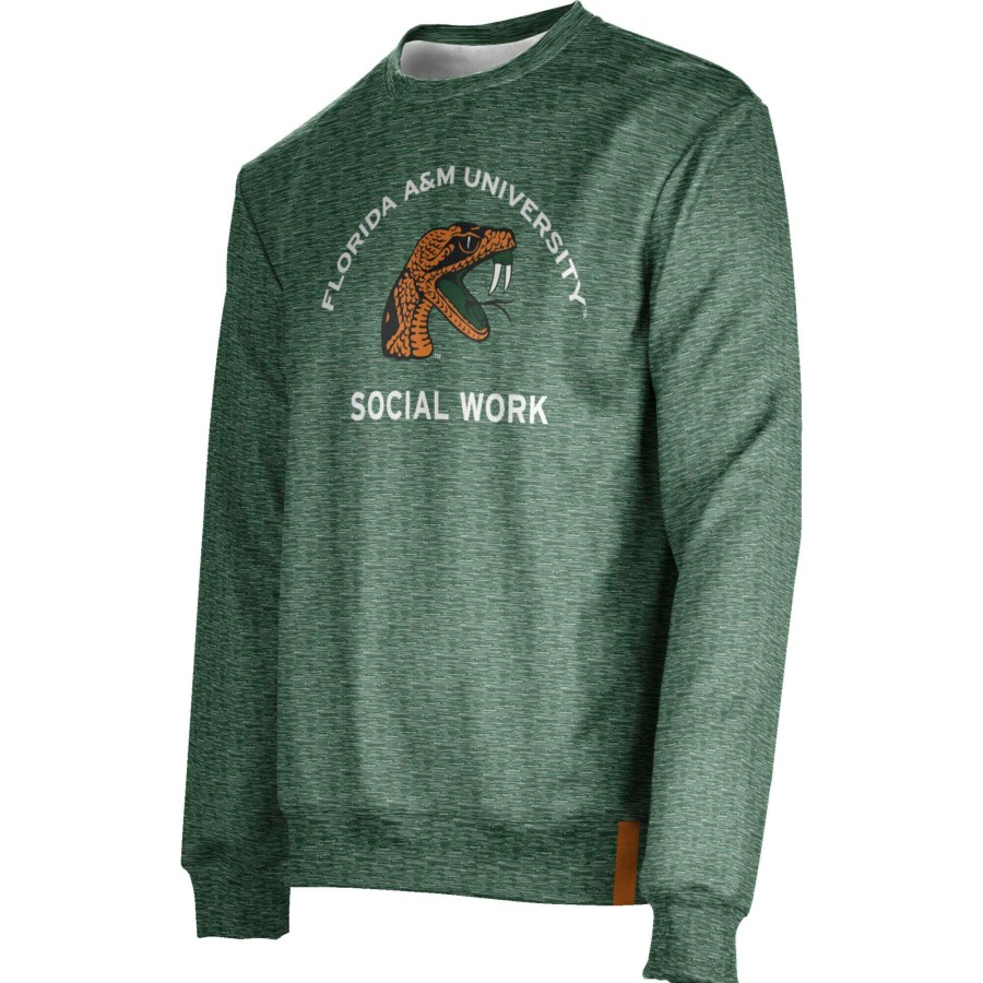 Men * | Sale Online Men'S Green Florida A&M Rattlers Social Work Name Drop Crewneck Pullover Sweatshirt